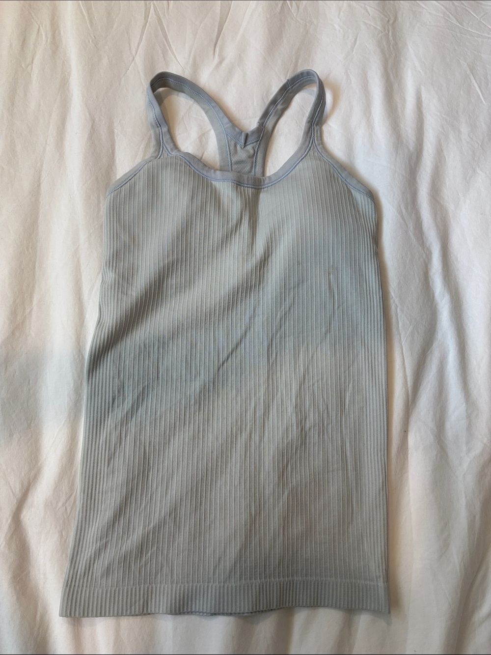 Lululemon Ribbed Support Racerback Tank Top - Light Gray/Green
